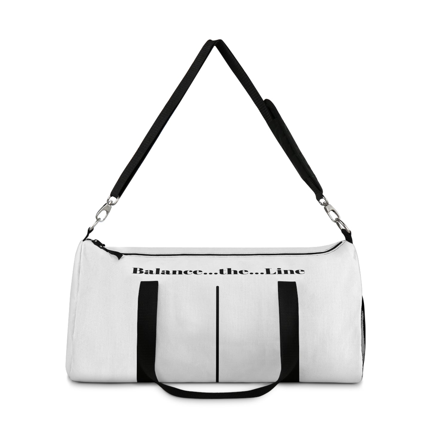 Balance...the...Line Duffel Bag — White Gym & Travel Tote