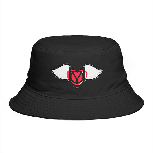 Embrace You Logo Bucket Hat — Cute Retro Winged Heart Sun Hat