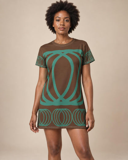T-Shirt Dress Bohemian Brown