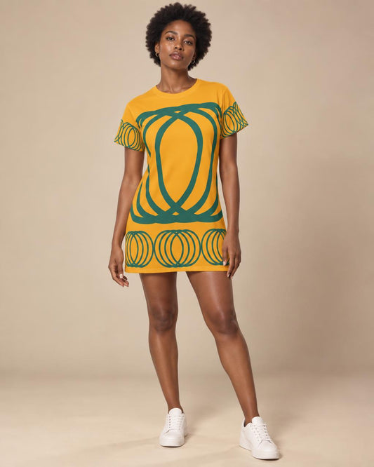 T-Shirt Dress Golden Bohemian