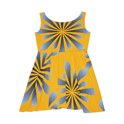 Abstract Print Skater Dress Sunburst