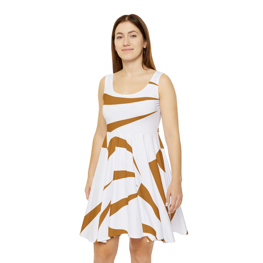 Abstract Print Skater Dress White