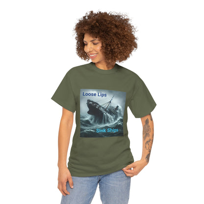 Loose Lips Sink Ships T‑Shirt — Nautical Vintage Shipwreck Tee