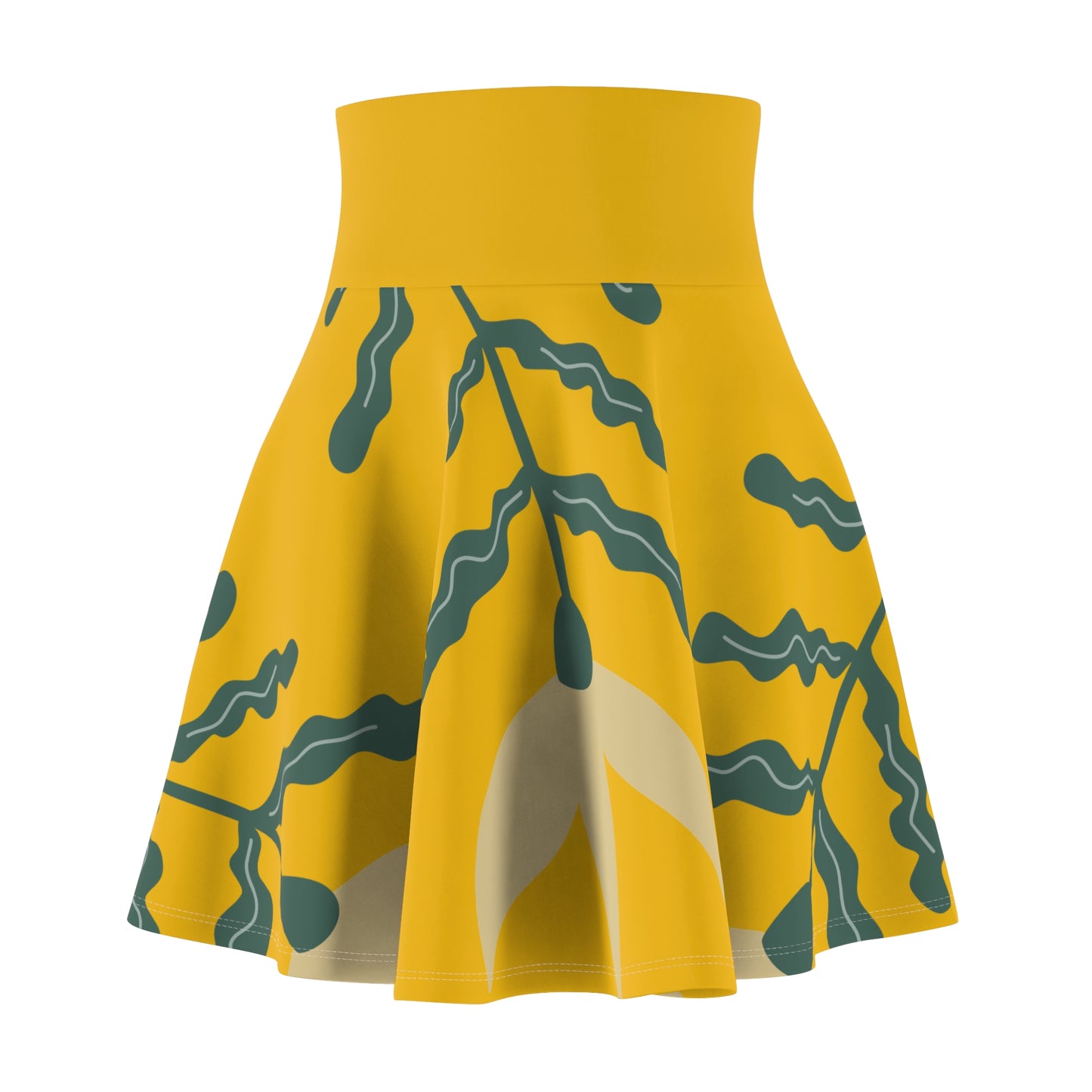 Botanical Print Women's Skater Skirt Yellow