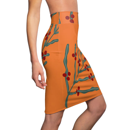 Festive Floral Women's Pencil Skirt OR