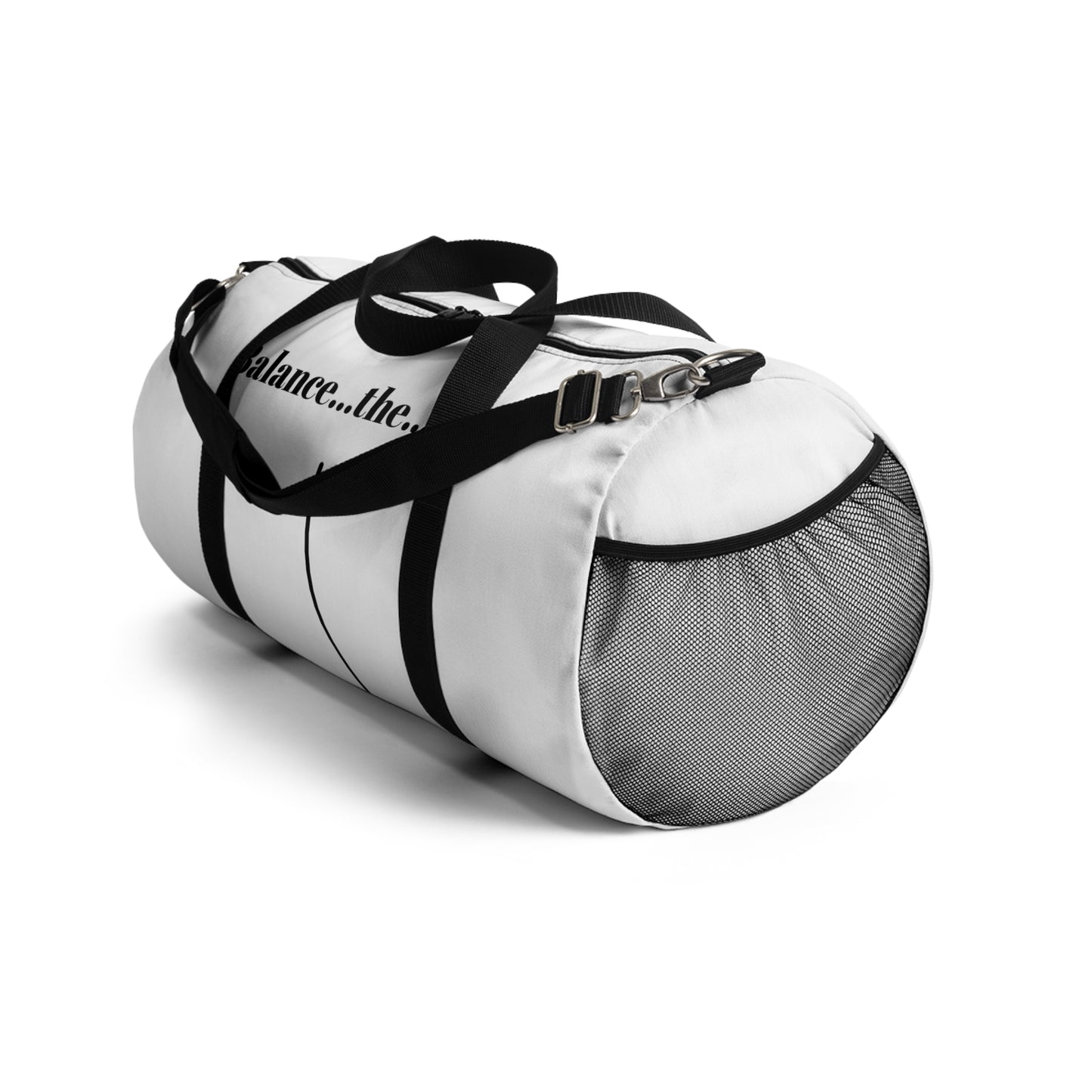 Balance...the...Line Duffel Bag — White Gym & Travel Tote