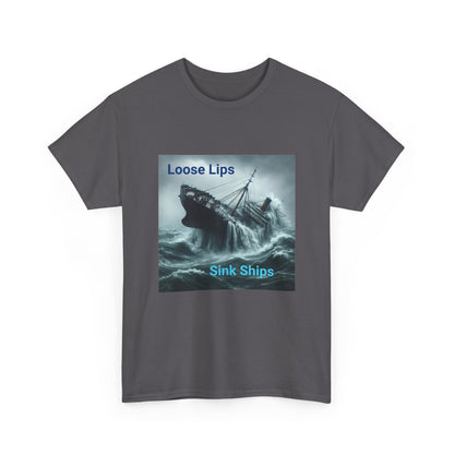 Loose Lips Sink Ships T‑Shirt — Nautical Vintage Shipwreck Tee