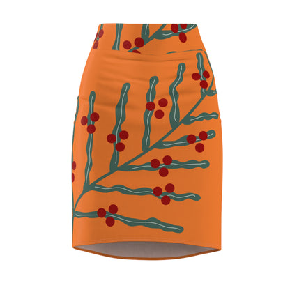 Festive Floral Women's Pencil Skirt OR