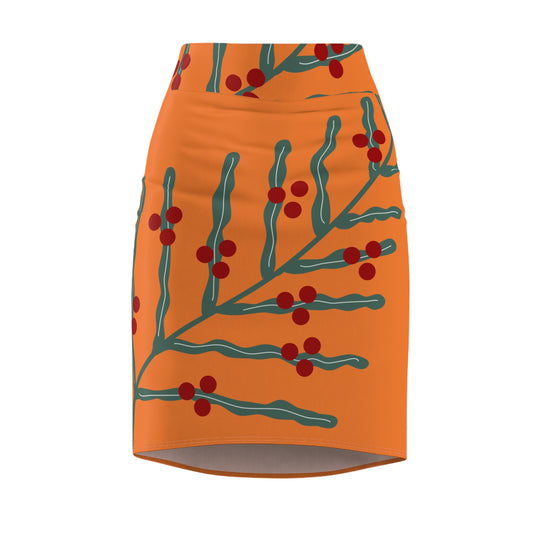 Festive Floral Women's Pencil Skirt OR