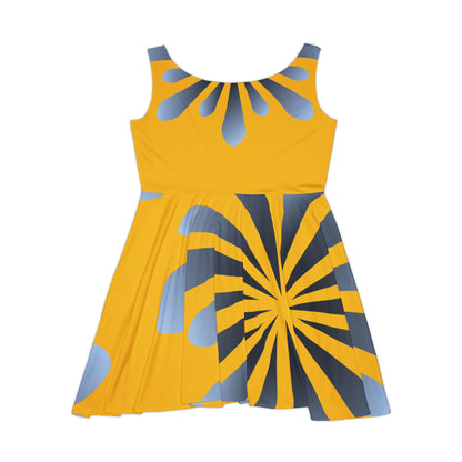 Abstract Print Skater Dress Sunburst
