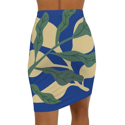 Botanical Mid-Waist Pencil Skirt B