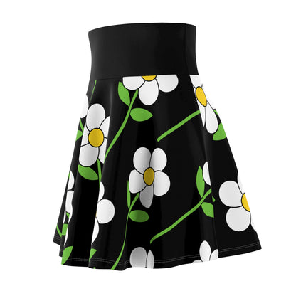 Botanical Print Women's Skater Skirt Black
