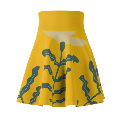 Botanical Print Women's Skater Skirt Yellow