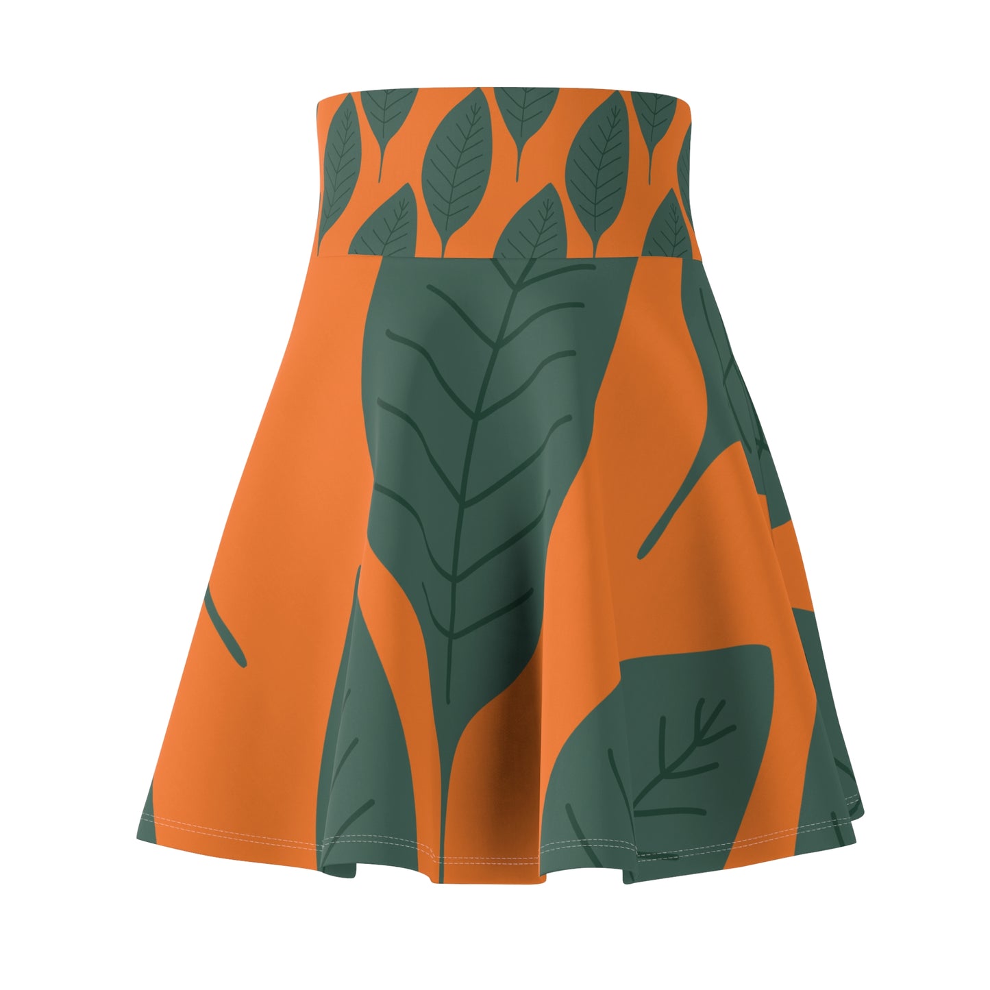 Botanical Print Women's Skater Skirt Orange