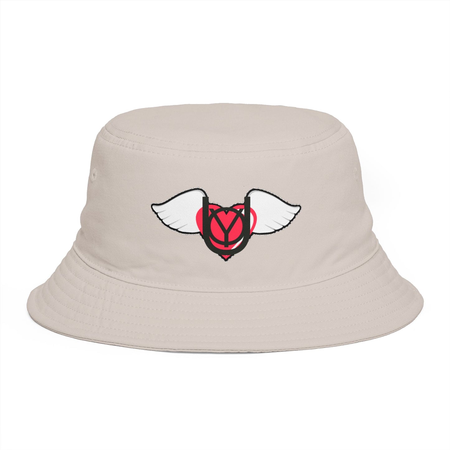 Embrace You Logo Bucket Hat — Cute Retro Winged Heart Sun Hat