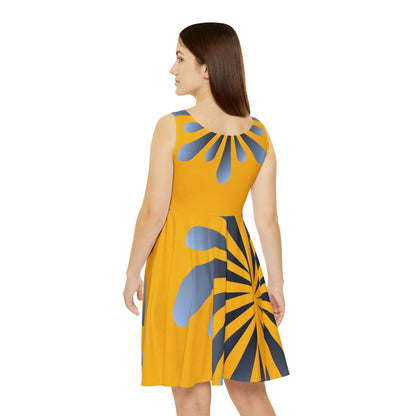 Abstract Print Skater Dress Sunburst