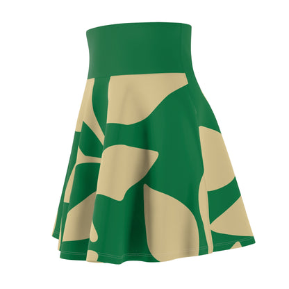 Botanical Print Women's Skater Skirt Green