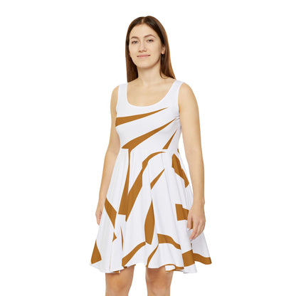 Abstract Print Skater Dress White