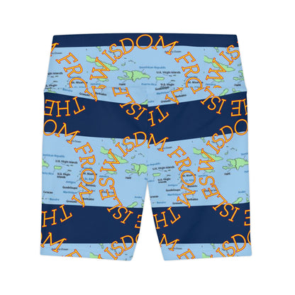 Workout Shorts — 'Wisdom From The Isles' Island Map