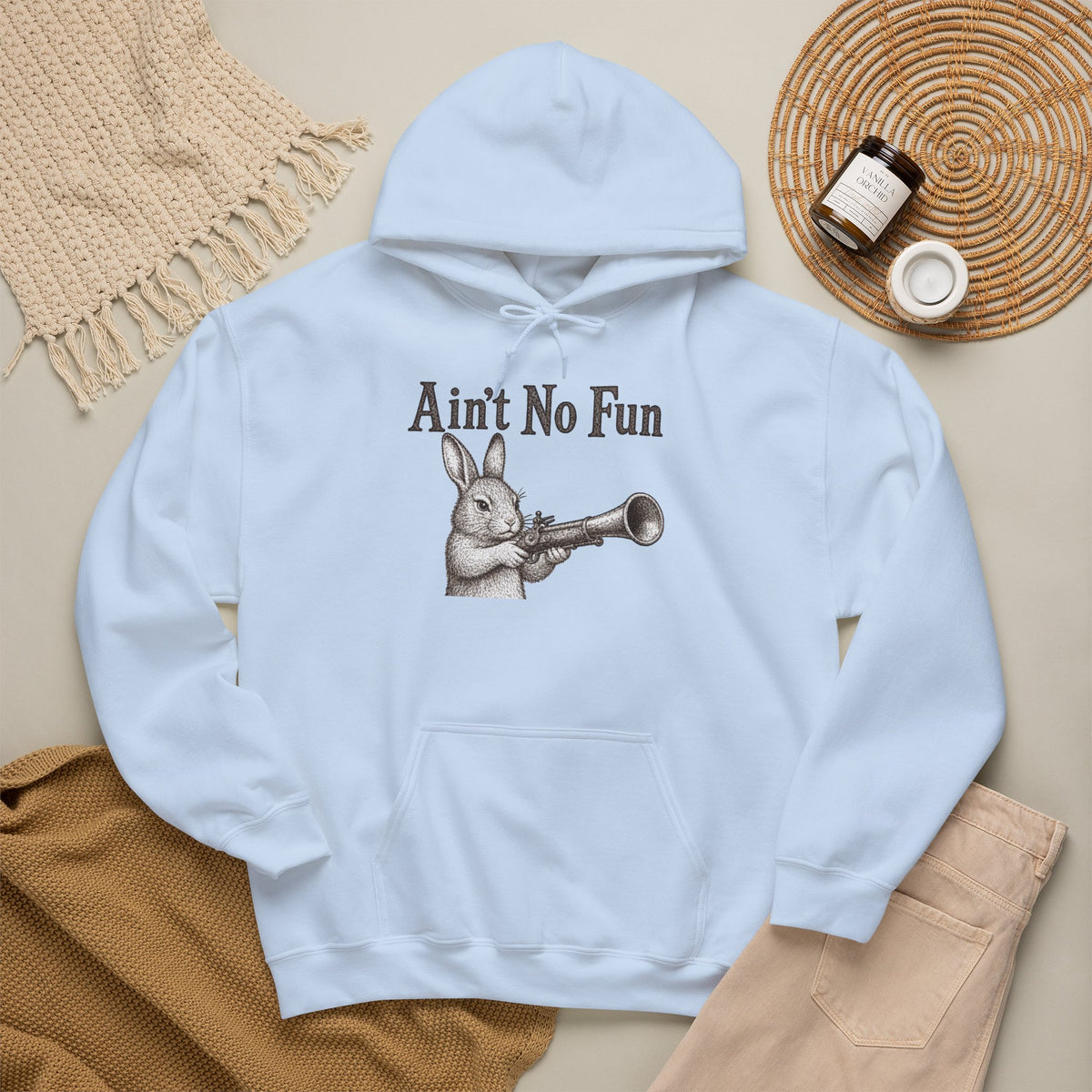 Ain't No Fun Rabbit Hoodie – Funny Vintage Animal Graphic Hoodie