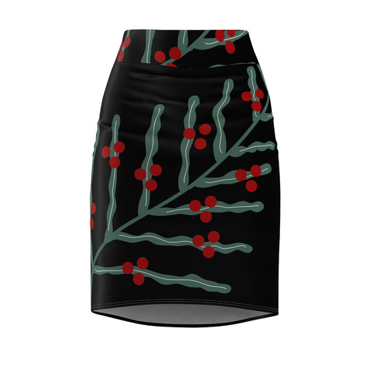 Festive Floral Women's Pencil Skirt BlR