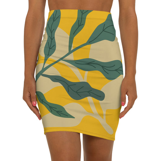 Botanical Mid-Waist Pencil Skirt Y