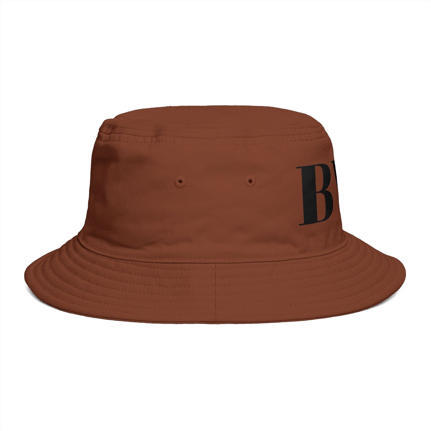 BVT Monogram Bucket Hat — Brown Casual Streetwear Sun Hat