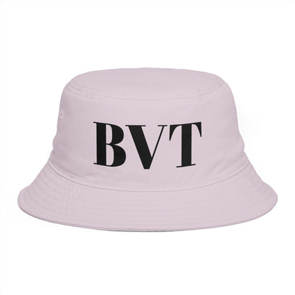 BVT Monogram Bucket Hat — Brown Casual Streetwear Sun Hat