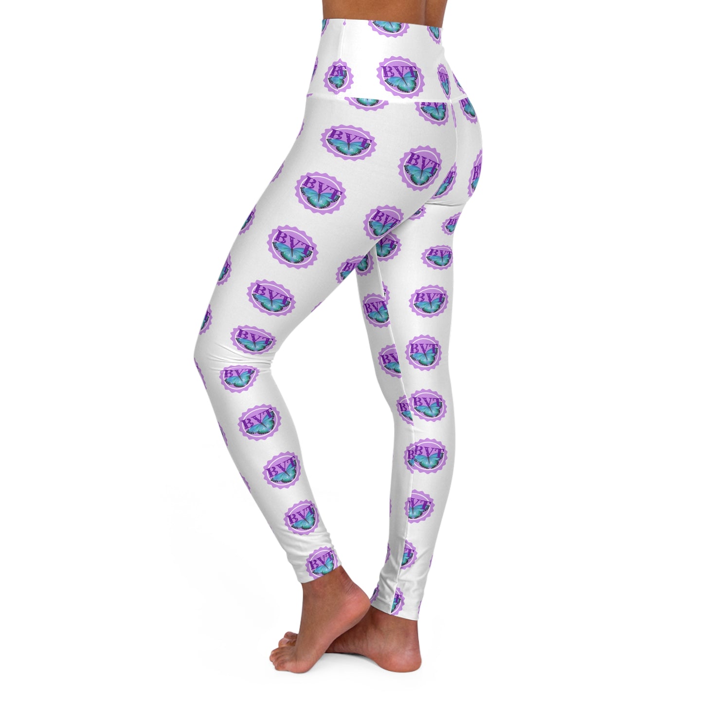 BVT Logo High-Waisted Yoga Leggings — All-Over Print