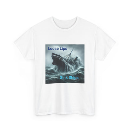 Loose Lips Sink Ships T‑Shirt — Nautical Vintage Shipwreck Tee