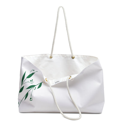 Autumn Leaf Weekender Bag – White Botanical Travel Tote