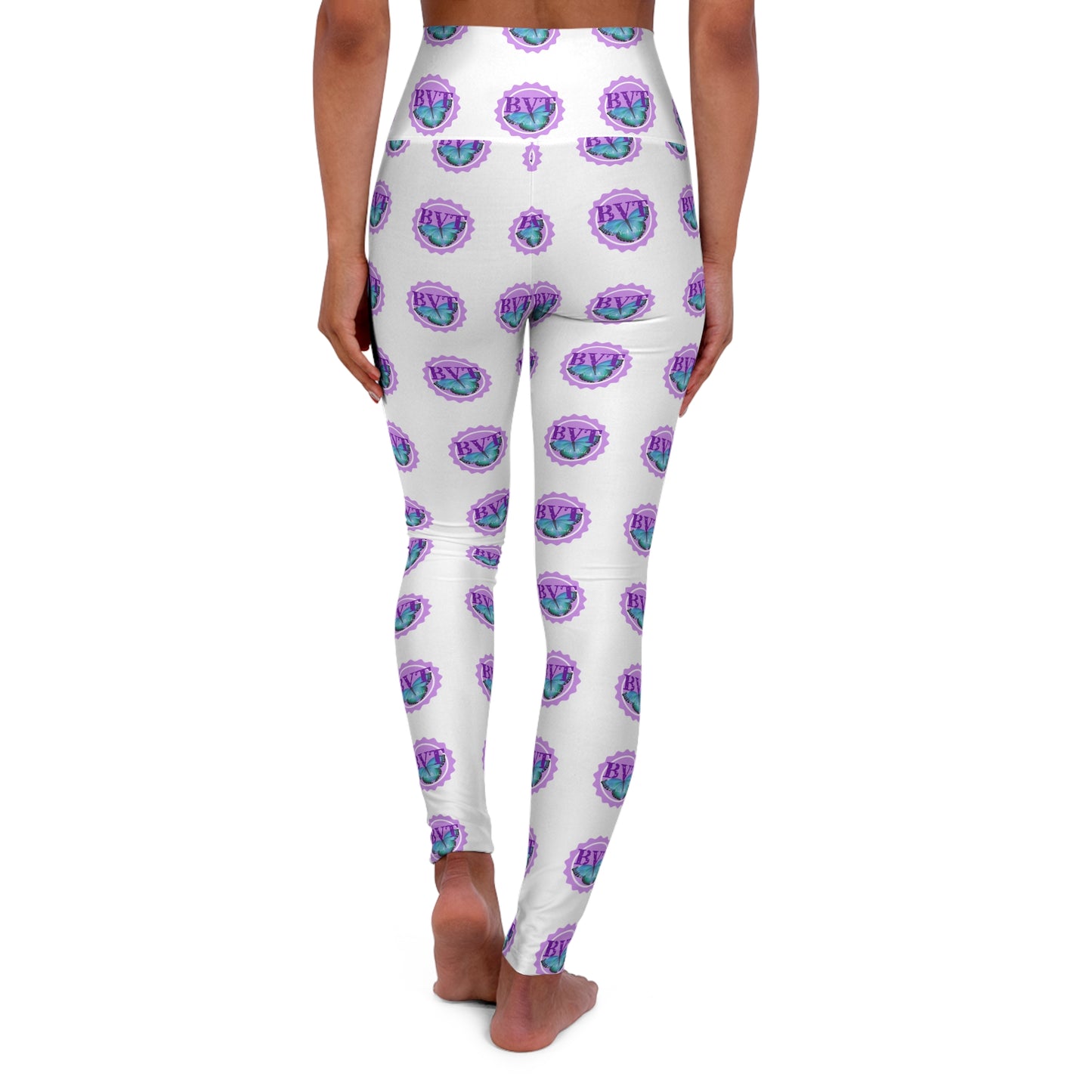 BVT Logo High-Waisted Yoga Leggings — All-Over Print