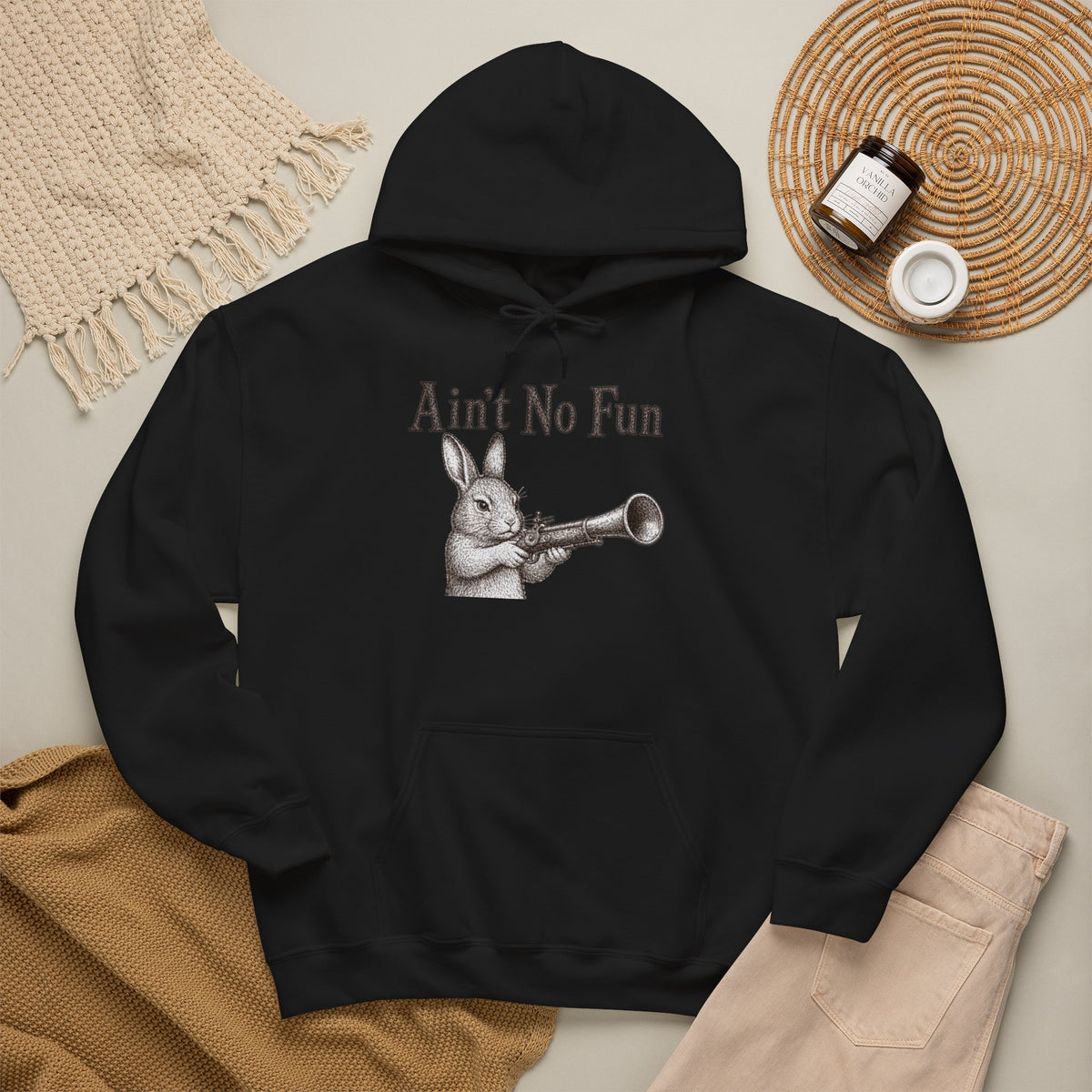 Ain't No Fun Rabbit Hoodie – Funny Vintage Animal Graphic Hoodie