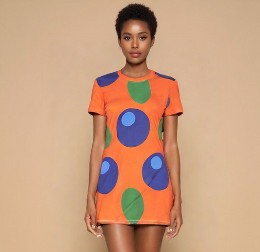 T-Shirt Dress Vibrant Orange Berry